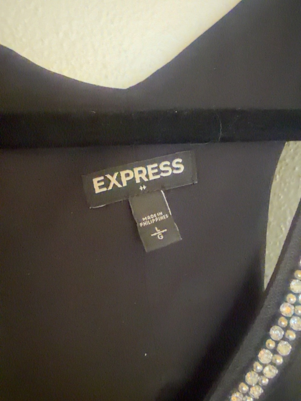 Express Black Rhinestone Racerback Tank Top – Size L - Picture 2 of 3